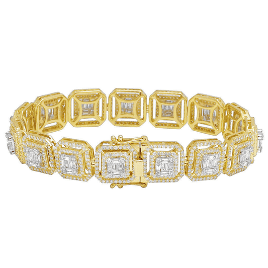 Luxury 14mm Moissanite Tennis Bracelet – Iced Out Links, 925 Silver Gold Plated