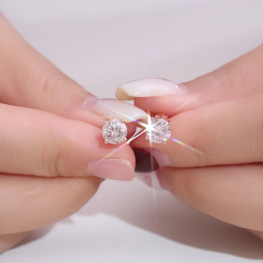 Solitaire Stud Earrings Gold IGI 2.0ct D/VS1 Lab Diamond