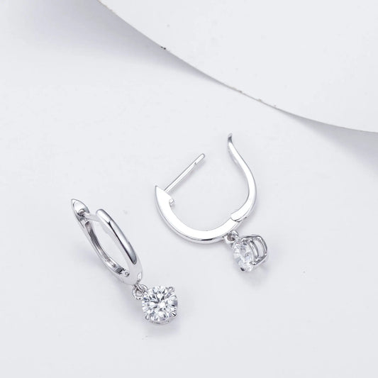 1-2CT Round Cut Lab Grown Diamond Hoop Earrings 14K Yellow, White, & Rose Gold