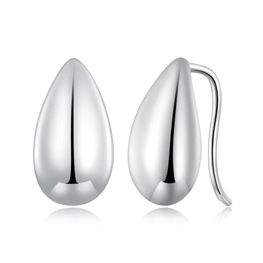 925 Sterling Silver/18K Gold Plated Glossy Waterdrop Stud Earrings