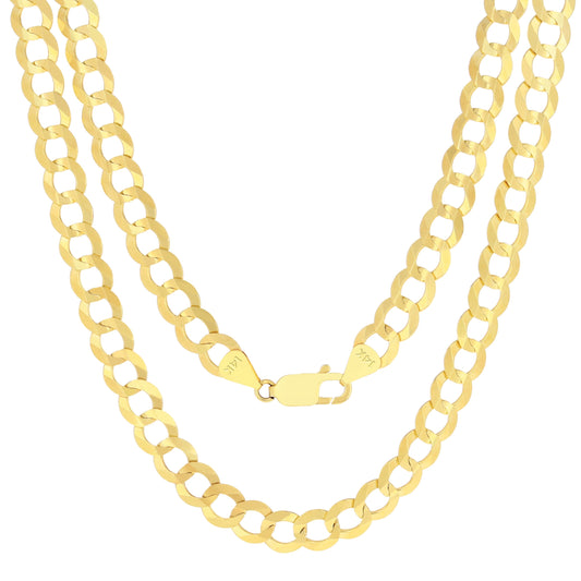 14K Real Yellow Gold Solid Cuban Curb Link 8Mm Chain Necklace (18"-30") Italian Jewelry for Men